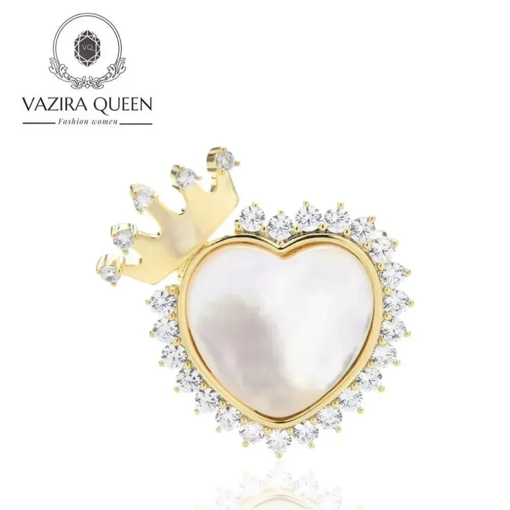 VQ Crown Heart Brooch